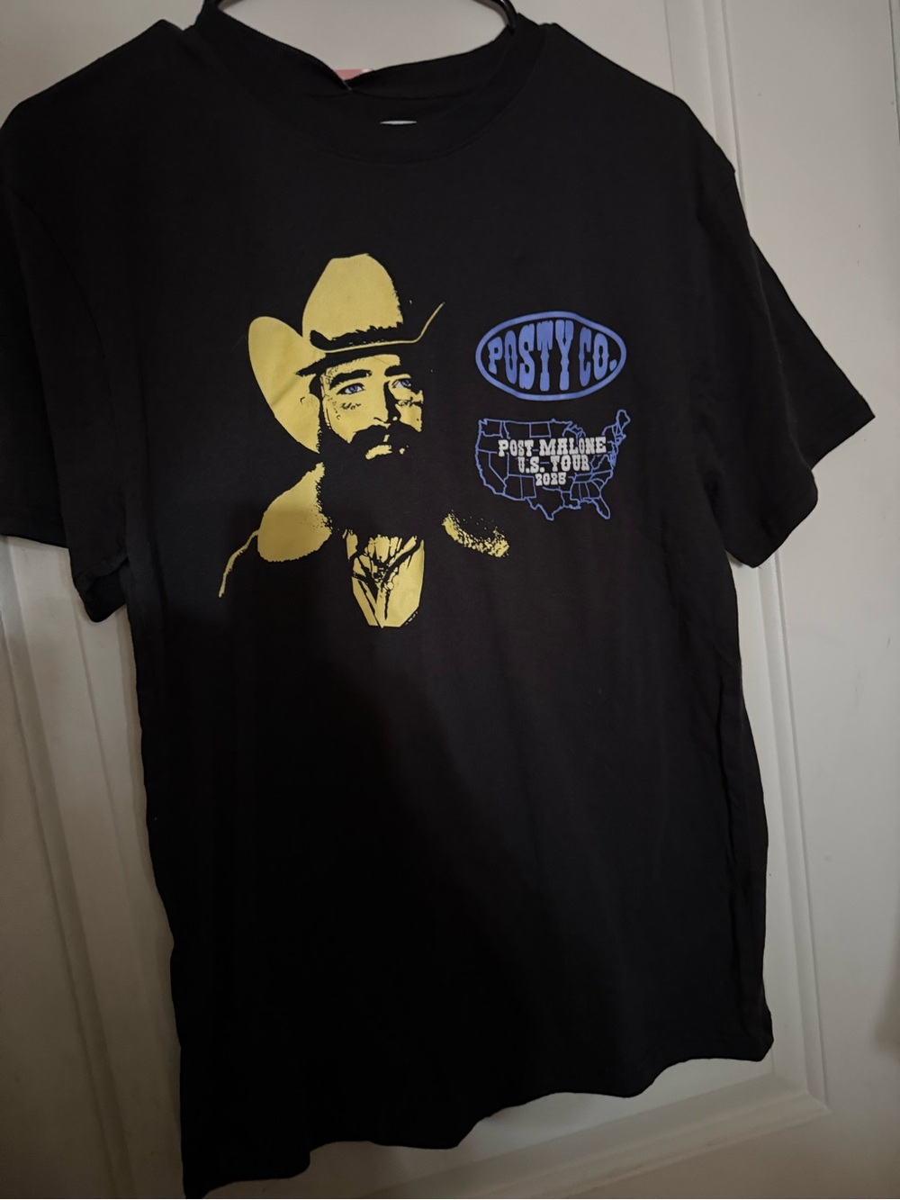 Posty Co. Black Short-Sleeve Graphic Tee with Yellow & Blue Print